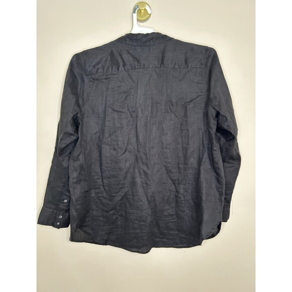 NYDJ Linen Tunic Top Black V Neck Womens size large Blouse - Picture 2 of 5